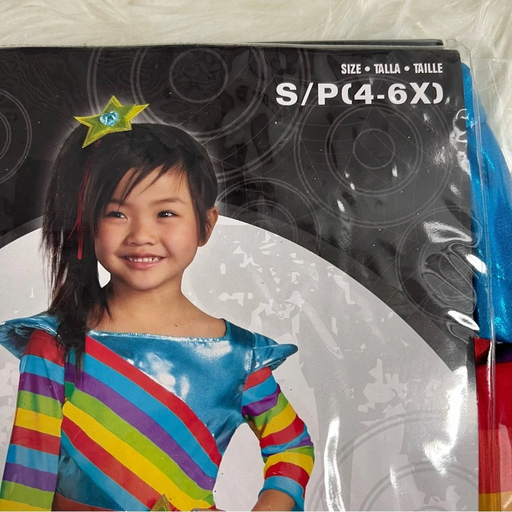 Colorful Cutie rainbow girl Striped Costume dress NEW S 4-6X Halloween dress up